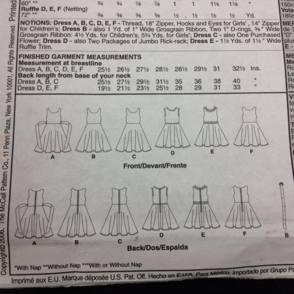 McCalls 5033 Pattern Girls Childrens Sleeveless Summer Spring Dress Sz 3-6 Uncut - Picture 7 of 11